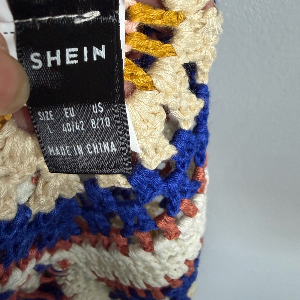 SHEIN Multi-Color Crocheted Fringe Crop Tank L - Picture 5 of 6
